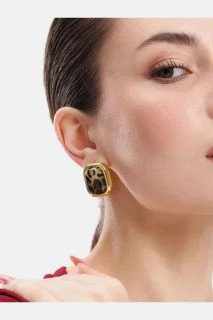 DressBerry Stone-Studded Square Studs Earrings