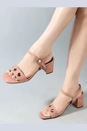 DressBerry Textured Party Block Sandals with Laser Cuts