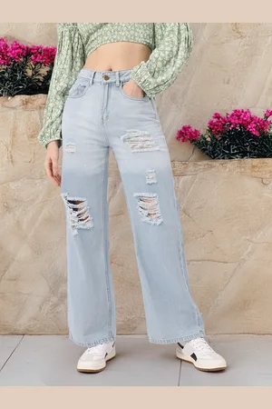 DressBerry Women Street Rebel Distressed Straight Fit Jeans