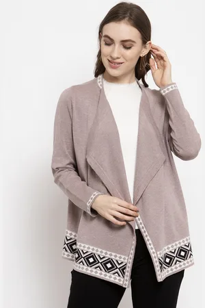 Gipsy Women Pink Solid Open Front Acrylic Shrug