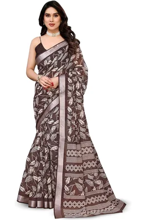 Moda Rapido Floral Zari Linen Blend Saree