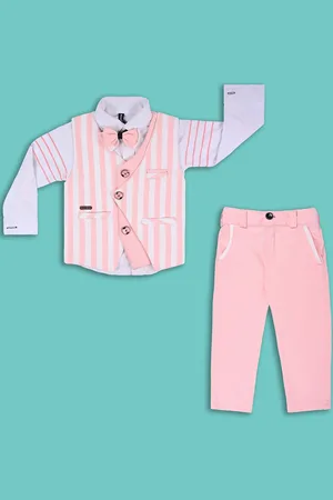 Wish Karo Boys Striped Shirt With Trousers & Waistcoat