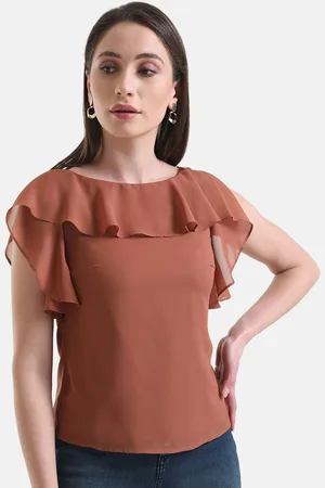 Kazo Boat Neck Ruffles Layered Top