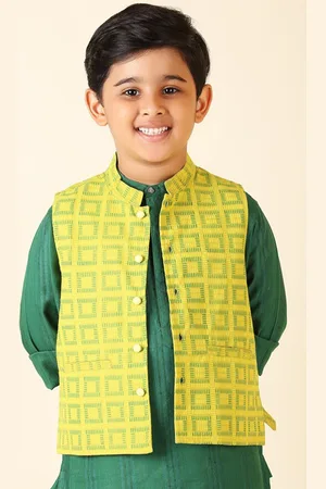 Fabindia Boys Printed Pure Cotton Nehru Jacket