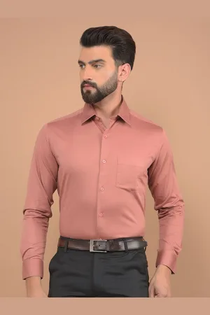 Canary London Men Smart Spread Collar Solid Satin Slim Fit Formal Shirt