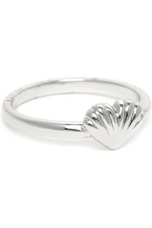 ESTELE Women Rhodium-Plated Heart-Shaped Adjustable Finger Ring