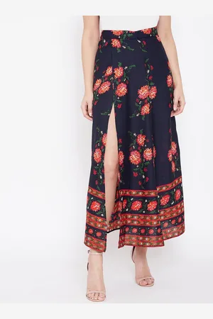 Berrylush Floral Printed High Rise A-Line Maxi Skirt
