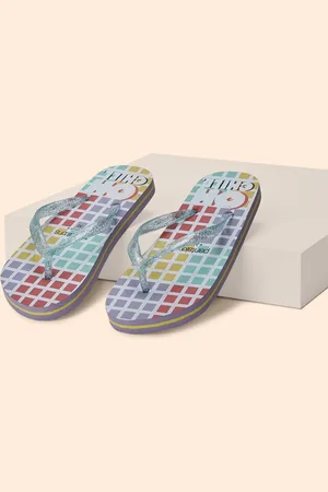 Pantaloons Girls Blue & Green Printed Thong Flip-Flops