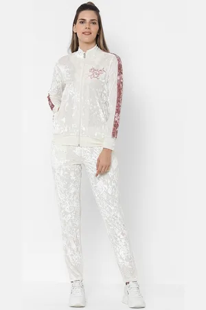 Sweet Dreams Women White Solid Tracksuit