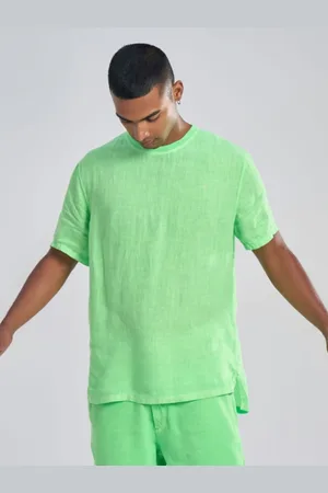 Terra Luna Men Solid Round Neck Linen T-shirt