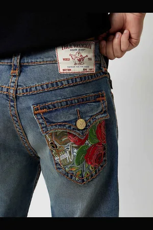 True Religion Men Straight Fit Heavy Fade Mid-Rise Jeans