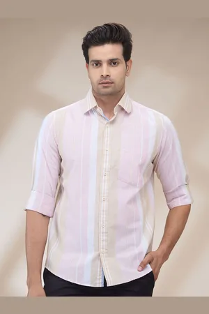 ColorPlus Men Spread Collar Vertical Striped Cotton Casual Shirt