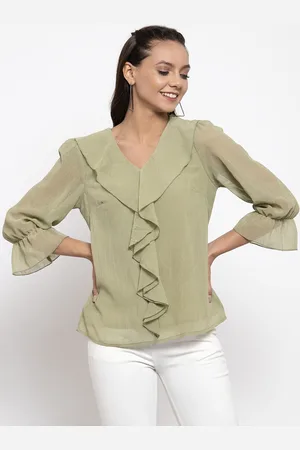 Gipsy Women Sea Green Solid Top
