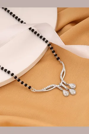 GIVA 925 Sterling Silver Rhodium-Plated CZ Studded Mangalsutra
