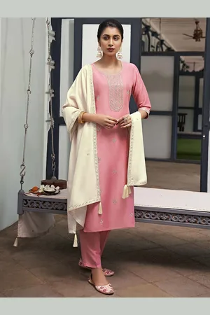 Colors  of Earth Women Embroidered Regular Kurta with Trousers & With Dupatta