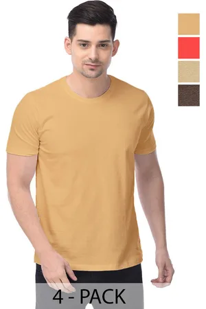 Color Capital Unisex Pack Of 4 Solid Round Neck Cotton T-shirts