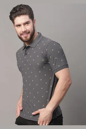 Obaan Men Printed Polo Collar Pockets T-shirt