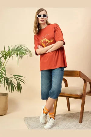 Mast & Harbour Women Printed Drop-Shoulder Sleeves T-shirt
