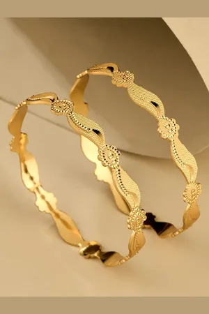 ATIBELLE Set Of 2 Gold Plated Stone- Studded Bangles
