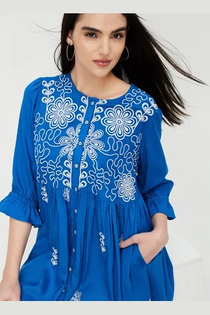 Max Collection Embroidered Ethnic Motifs Bell Sleeve Fit & Flare Ethnic Dress