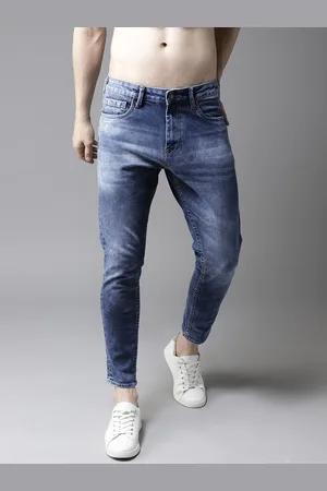 HERE&NOW Men Blue Slim Tapered Fit Clean Look Stretchable Cropped Jeans