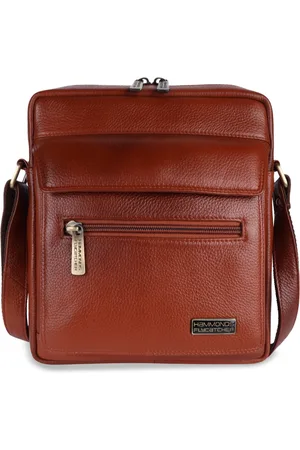 HAMMONDS FLYCATCHER Textured Leather Structured Sling Bag with Tasselled