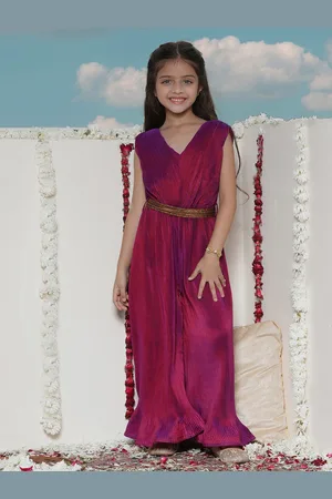 Vastramay Girls V-Neck Sleeveless Silk Basic Jumpsuit