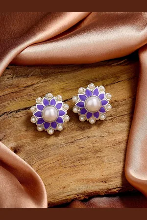 ESTELE Gold Plated Floral Studs Earrings