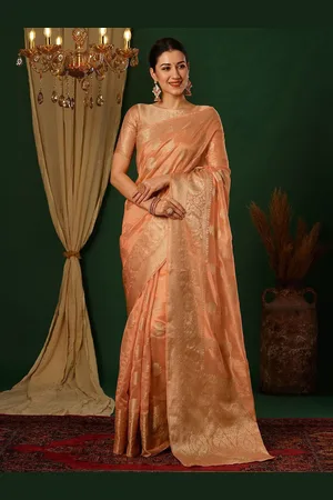 DIVASTRI Ethnic Motifs Zari Silk Blend Banarasi Saree