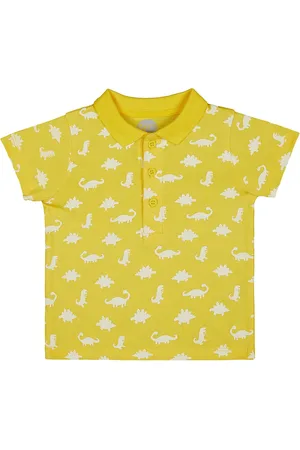 Mothercare Boys Yellow Printed Polo Collar Cotton Pure Cotton T-shirt