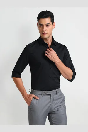 Arrow Regular Fit Spread Collar Opaque Twill Cotton Formal Shirt