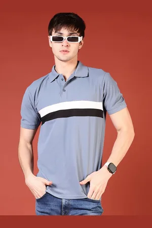 V-Mart Men Colourblocked Polo Collar Applique Slim Fit T-shirt