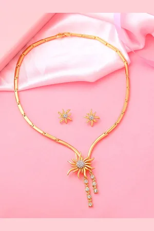 ESTELE Gold Plated Flower Designer Necklace Set