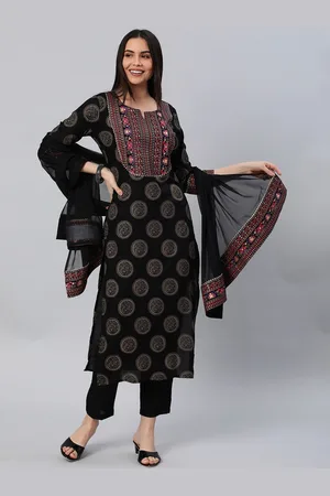 Kalini Ethnic Motifs Printed Straight Kurta & Trousers With Dupatta