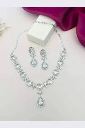 ABDESIGNS Enchanting Silver Plated American Diamond Necklace