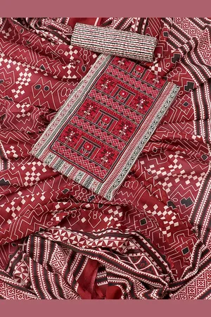 SALWAR STUDIO Embroidered Pure Cotton Unstitched Dress Material