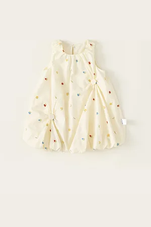 LULU & SKY Girls Floral Embroidered Sleeveless Knee Length Balloon Dress