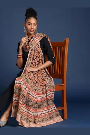 Taavi Floral Printed Kalamkari Dupatta