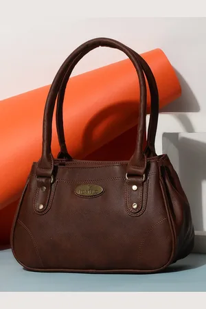 FOSTELO Brown PU Structured Shoulder Bag