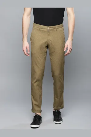Louis Philippe Men Khaki Slim Fit Printed Trousers
