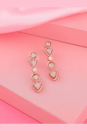 ESTELE Rose Gold-Plated Cubic Zirconia Geometric Drop Earrings