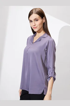 Globus Roll-Up Sleeves Monochrome Satin Shirt Style Top
