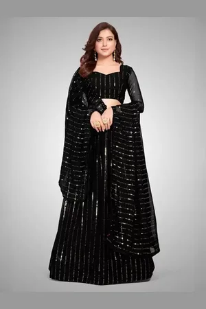 Ethnic Yard Embellished Semi-Stitched Lehenga & Unstitched Blouse With Dupatta