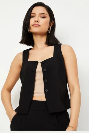 Max Collection Women Geometric Solid Crop Tailored Jacket