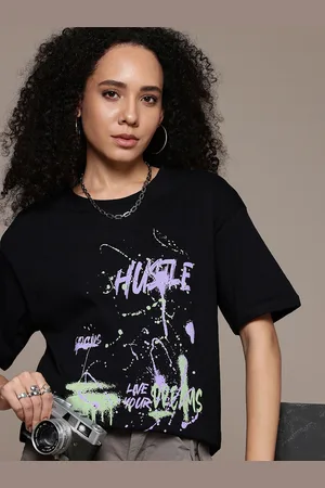Roadster The Life Co. Graphic Printed Drop-Shoulder Sleeves Pure Cotton T-shirt