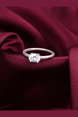 GIVA 925 Sterling Silver Rhodium-Plated Stone-Studded Finger Ring