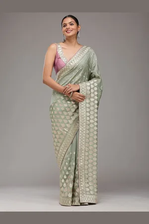 Koskii Green Embellished Art Silk Saree