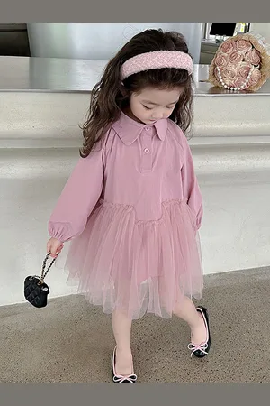 LULU & SKY Girls Puff Sleeve Shirt Dress