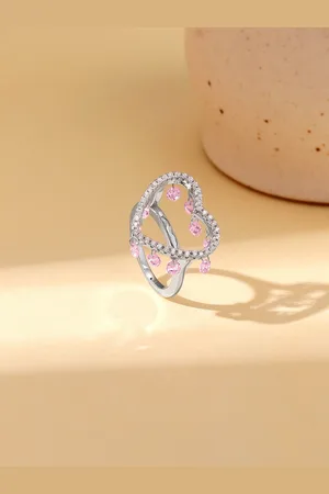 GIVA 925 Silver Rhodium-Plated Stones Studded Finger Ring
