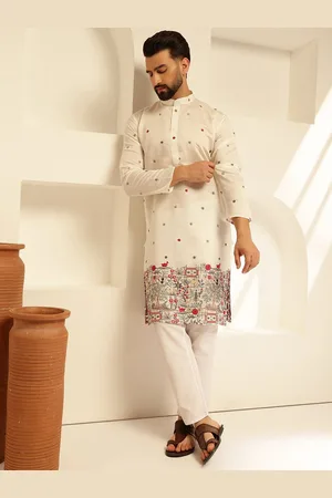 SOJANYA Floral Embroidered Thread Work Cotton Silk Straight Kurta